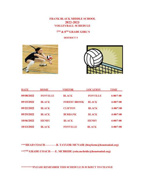 Volleyball / Schedule